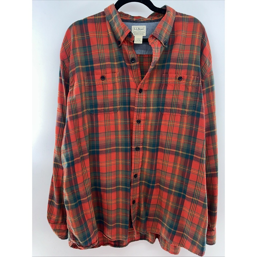 Vintage Flannel L.L. Bean Shirt Red Long Sleeve Button Up Plaid Mens XXL 505083
